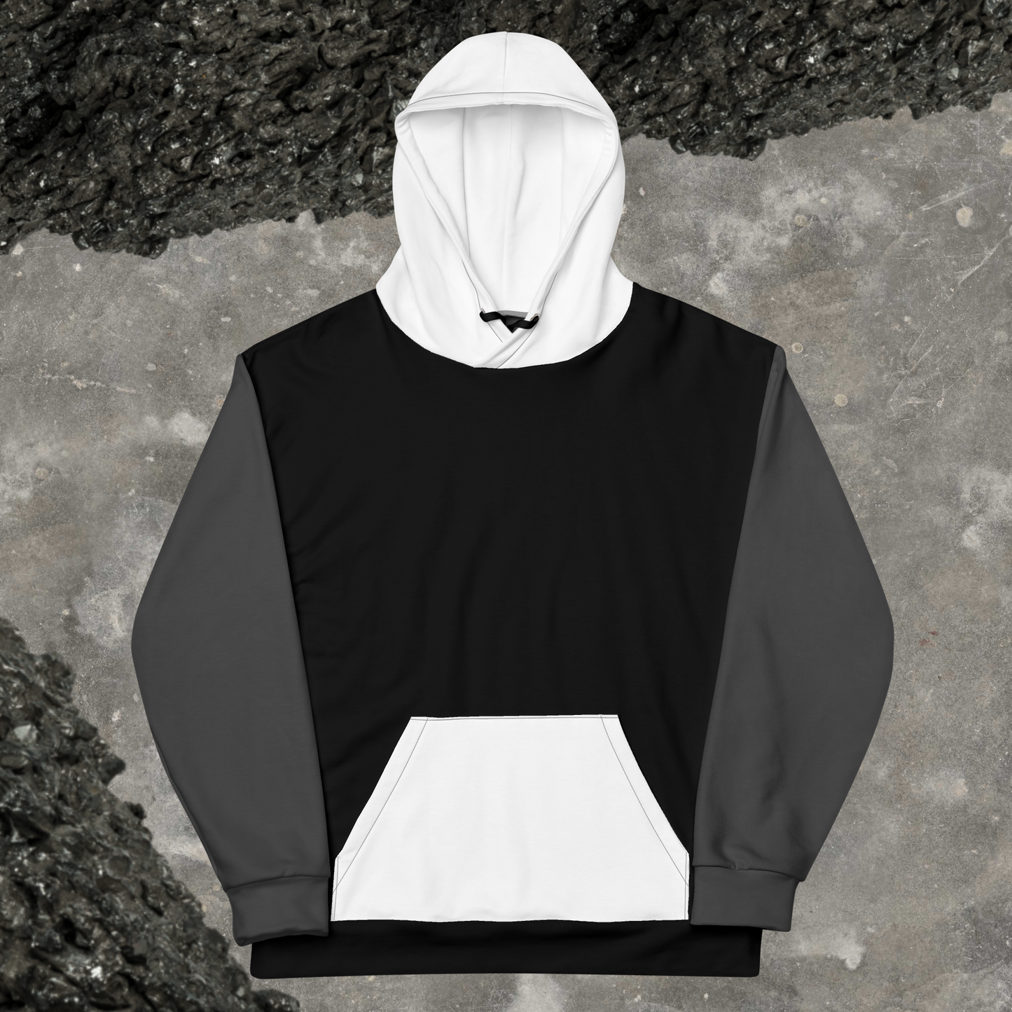 Noir Unisex Tri Color Hoodie | Black White Gray Primary Colors