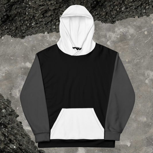 Noir Unisex Tri Color Hoodie | Black White Gray Primary Colors