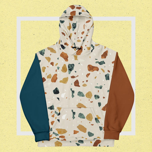 Rocky Road Unisex Hoodie | White Blue and Brown Base