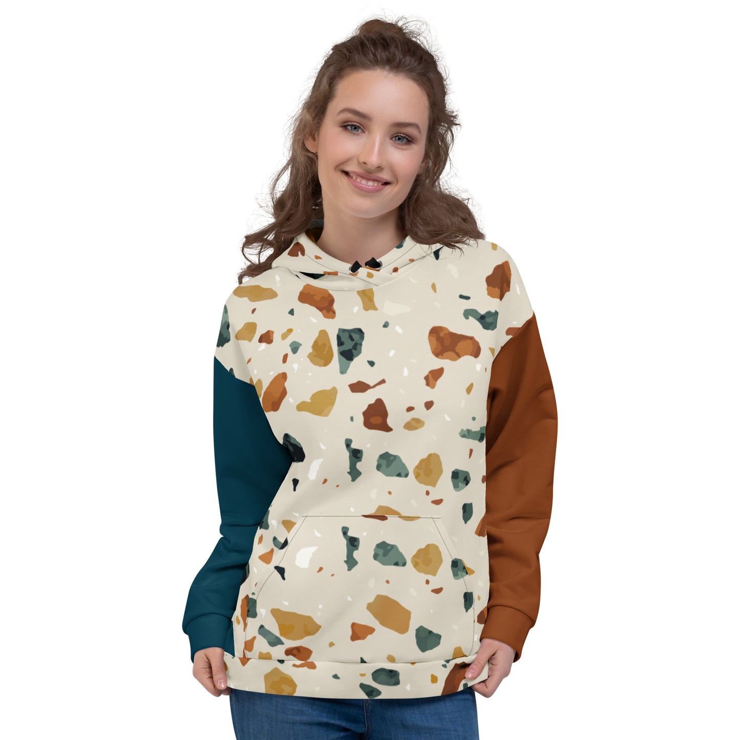 Rocky Road Unisex Hoodie | White Blue and Brown Base