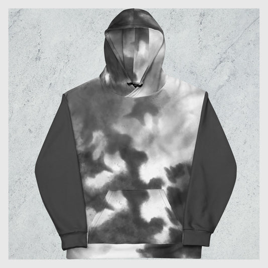 Black and White Tie Dye Unisex Hoodie