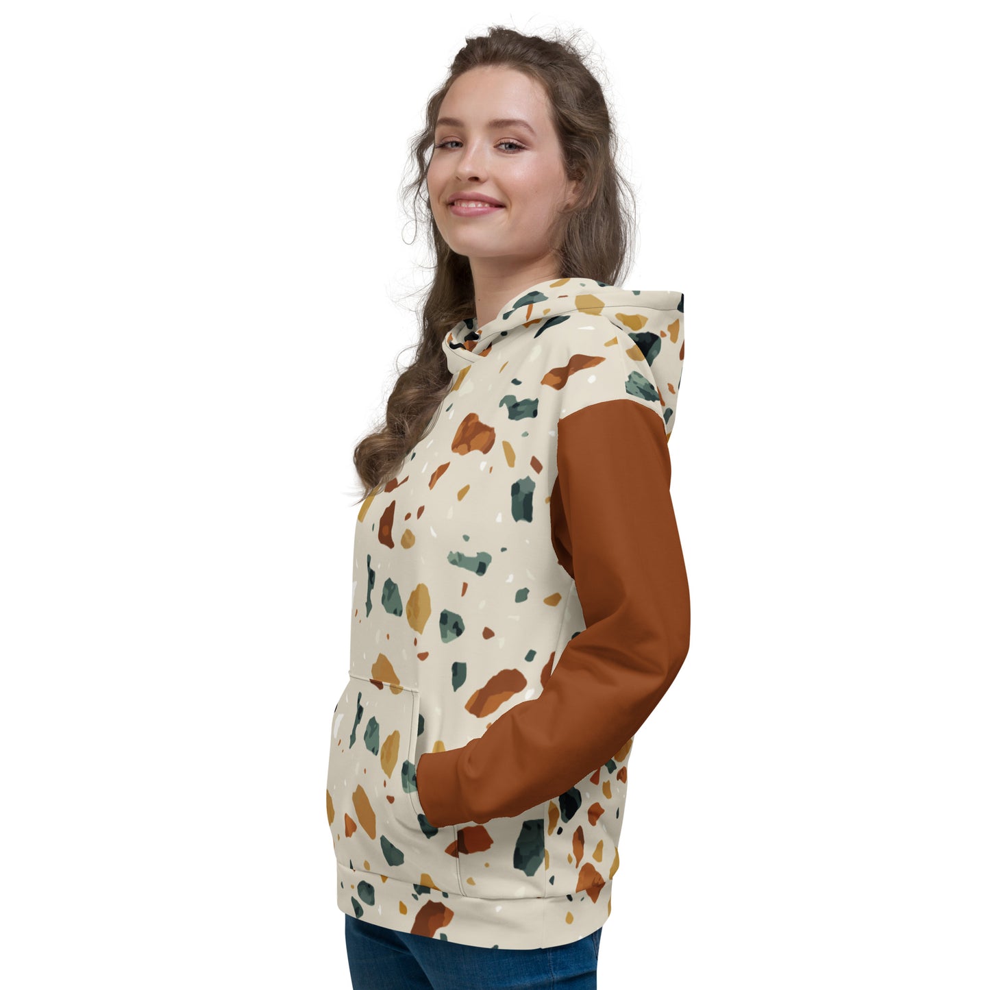 Rocky Road Unisex Hoodie | White Blue and Brown Base