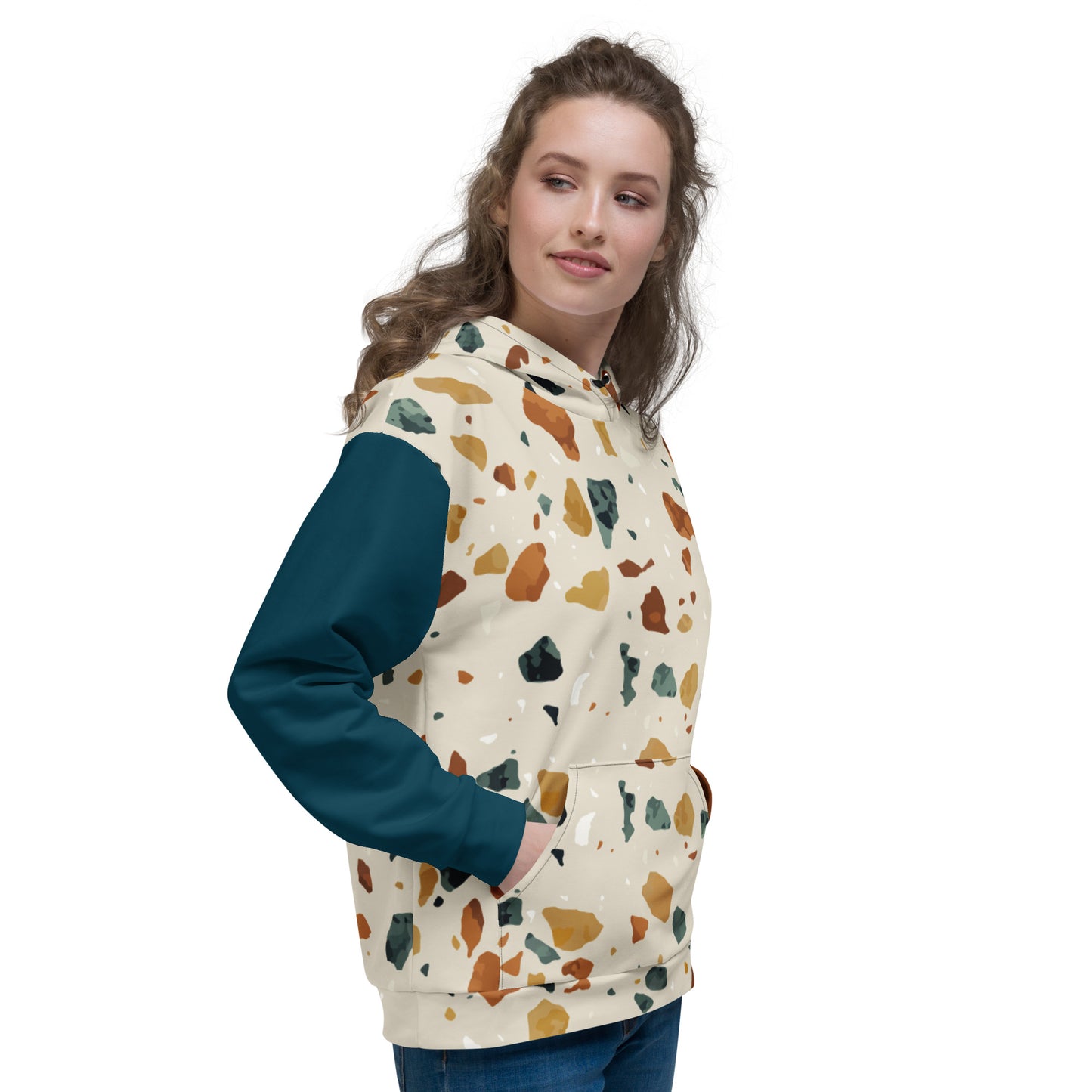 Rocky Road Unisex Hoodie | White Blue and Brown Base