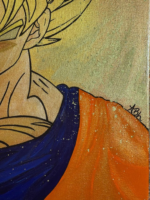 'Golden Saiyan' Anime Acrylic Painting 18X24"