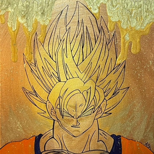 'Golden Saiyan' Anime Acrylic Painting 18X24"